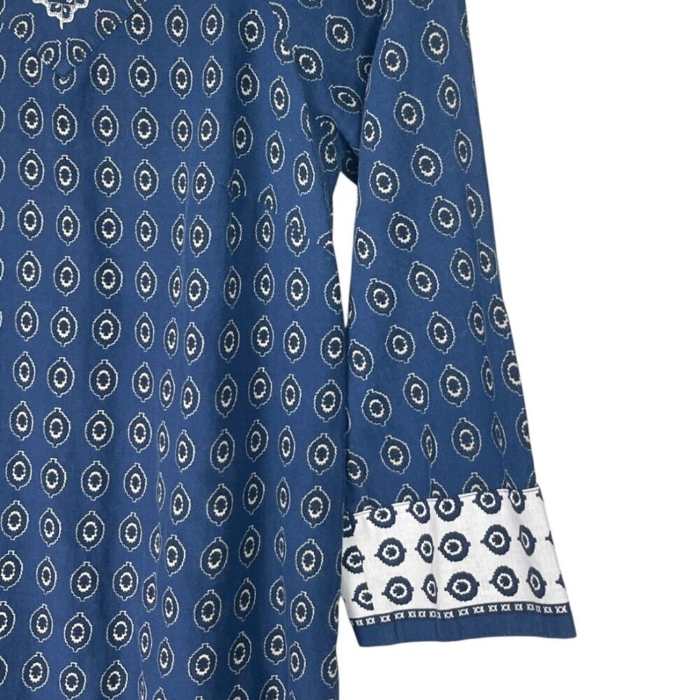 JUICY COUTURE GEOMETRIC BLUE V-NECK SHIFT DRESS - Picture 6 of 11